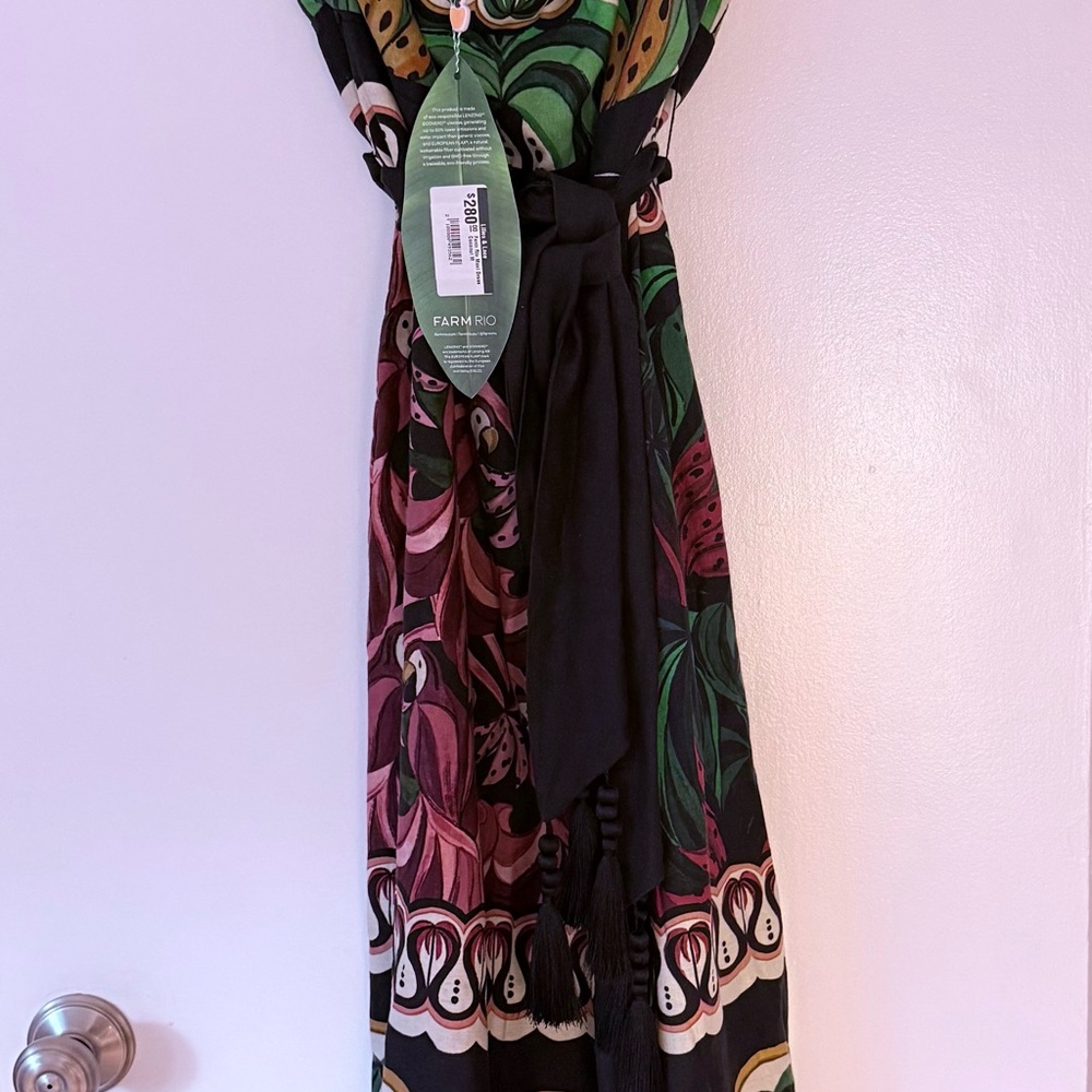 FARM Rio toucan Multicolor Maxi Dress with Black Sash - Picture 7 of 9